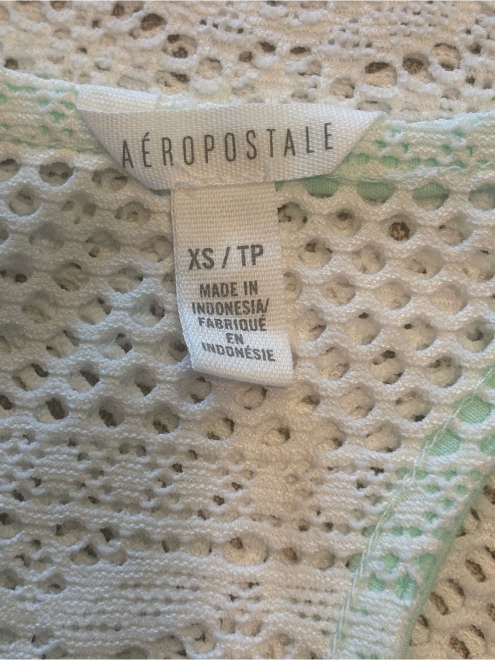 Aéropostale Crochet Lace Racerback Tank Top NWT XS Mint Trim Boho Beach - Picture 8 of 9